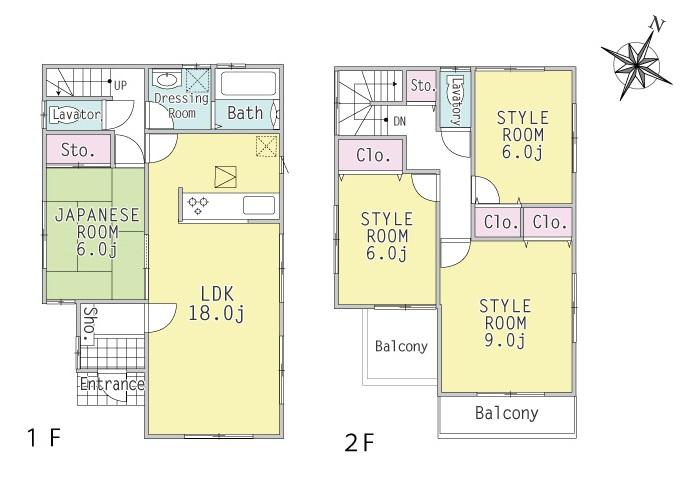 Floor plan. (Building 2), Price 35,800,000 yen, 4LDK, Land area 150 sq m , Building area 105.98 sq m