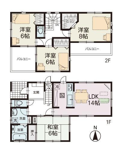 Floor plan. (B Building), Price 34,800,000 yen, 4LDK, Land area 154.54 sq m , Building area 101.43 sq m