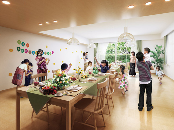 Shared facilities.  [Party Room] Residents to each other of the apartment, of course, Party enjoyed invited a fellow congenial, It is a convenient space to nurture the community. Birthday party and hobbies of culture classroom, etc. with friends of children, It is free to use in the idea of ​​their own way. (Rendering)