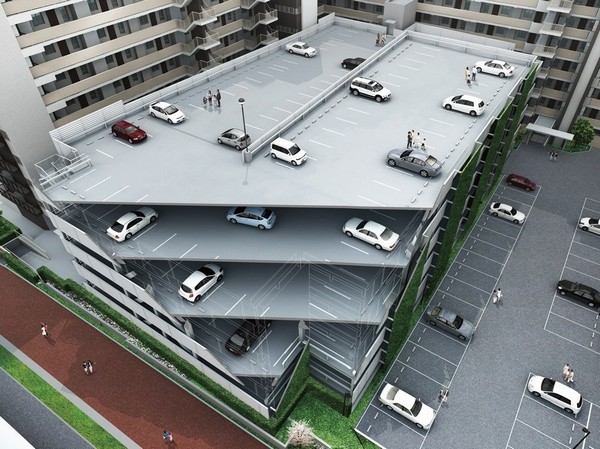 Because it is on-site parking, Outing is easy "parking building" Rendering ( ※ ) (Situation have been drawn in perspective the is easy to understand as a wall or the like, such as a building)