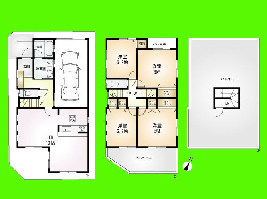 Floor plan. 31,800,000 yen, 4LDK, Land area 107.53 sq m , Building area 136.3 sq m whole room of 6 or more, 8 tatami rooms are home there is also a 2 room !!