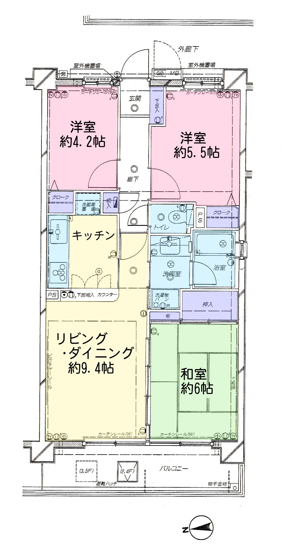 Floor plan. 3LDK, Price 10.8 million yen, Occupied area 61.26 sq m , Balcony area 8.12 sq m