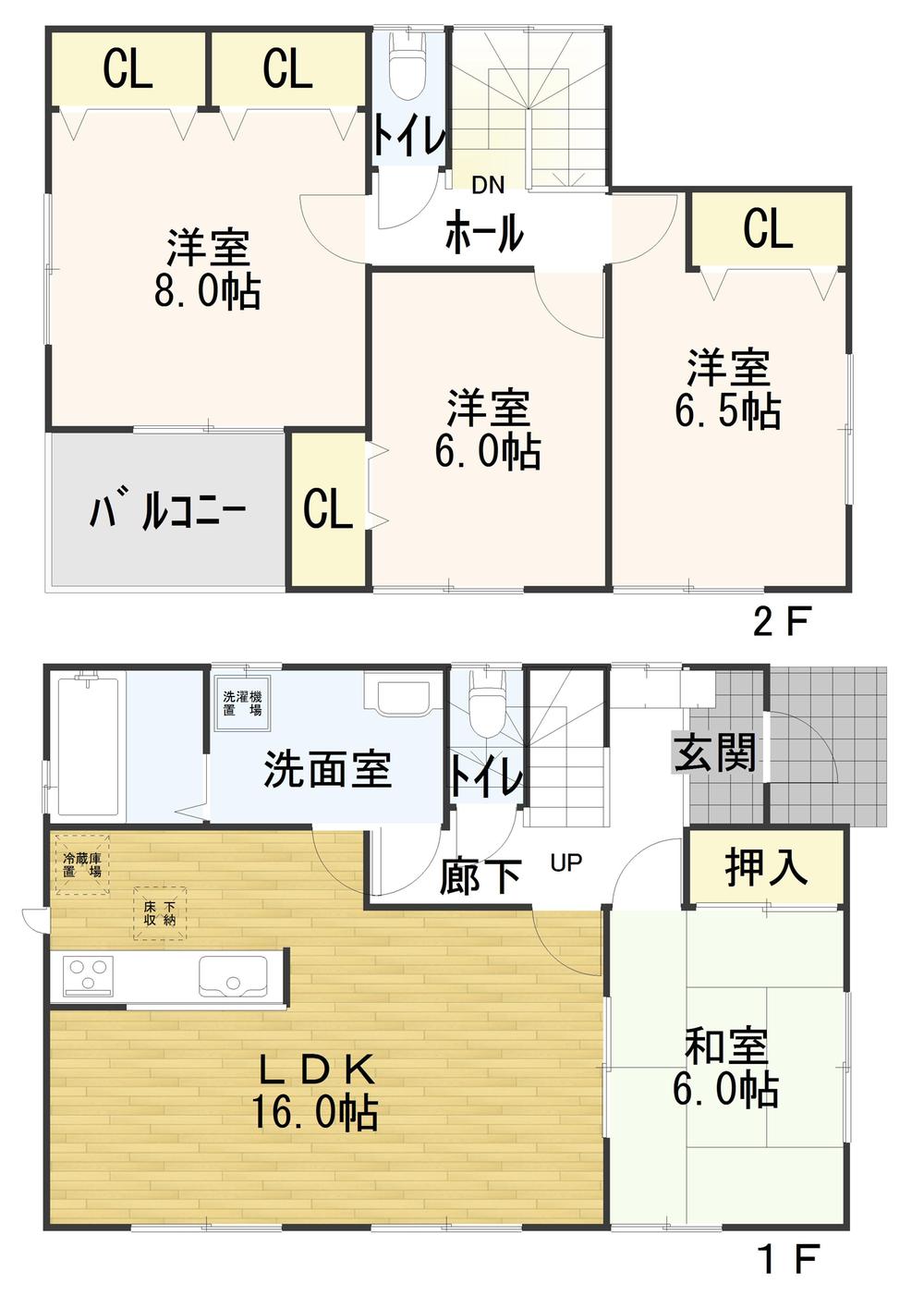 Floor plan. 18,800,000 yen, 4LDK, Land area 211.48 sq m , Building area 104.33 sq m