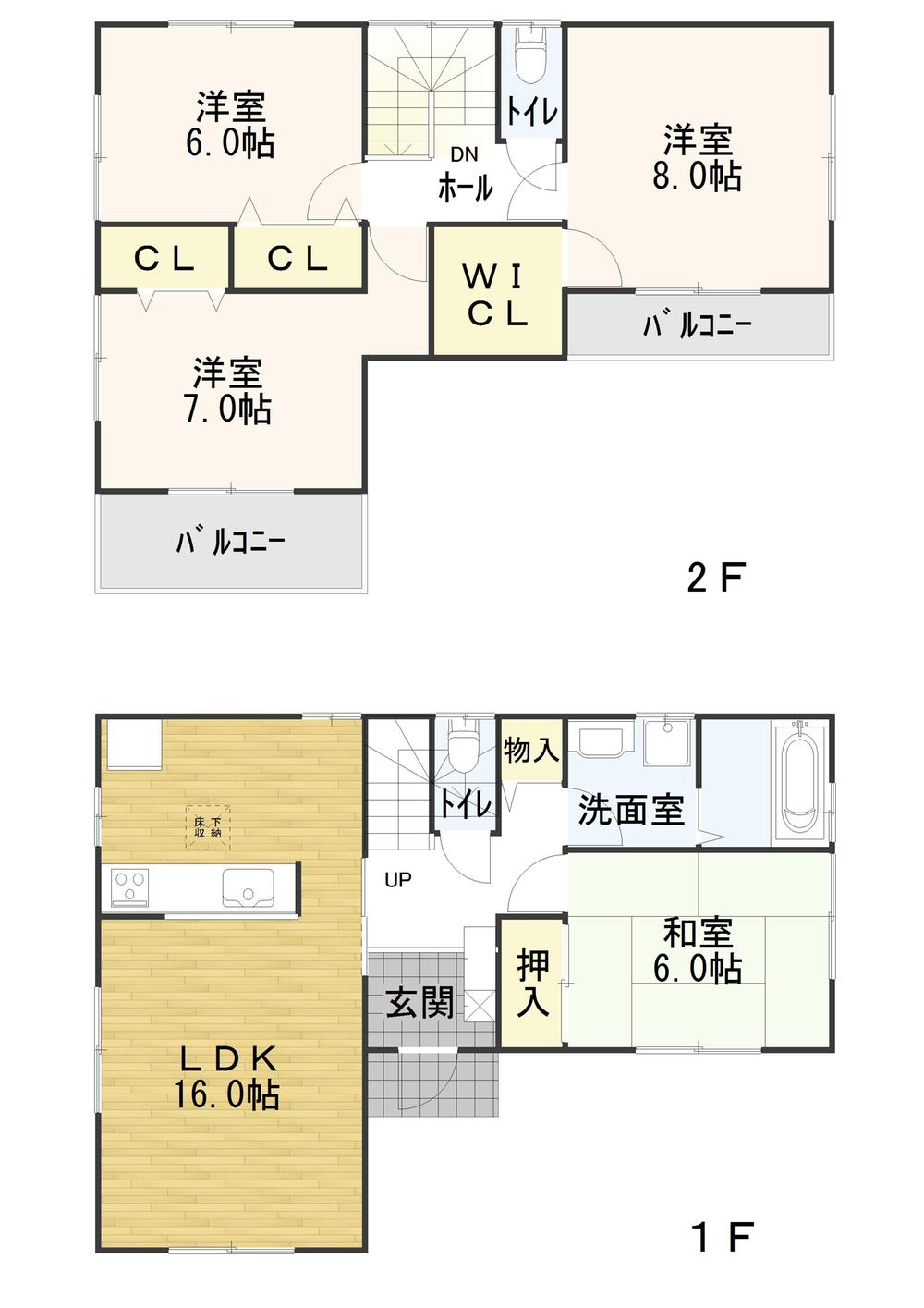Floor plan. 18,800,000 yen, 4LDK, Land area 223.94 sq m , Building area 104.33 sq m