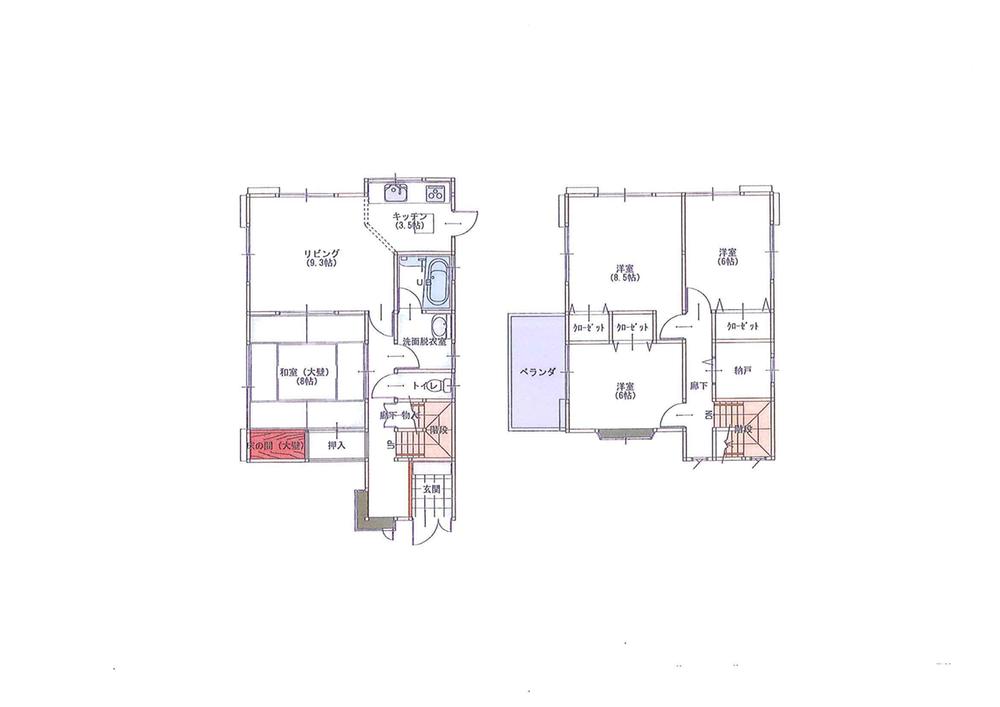 Floor plan. 14,980,000 yen, 4LDK, Land area 188.17 sq m , Building area 106.03 sq m