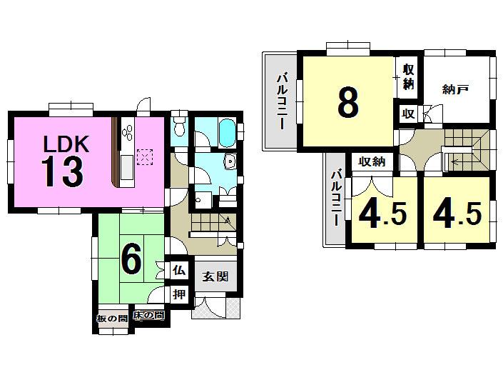 Floor plan. 14.3 million yen, 4LDK, Land area 97.76 sq m , Building area 98.54 sq m