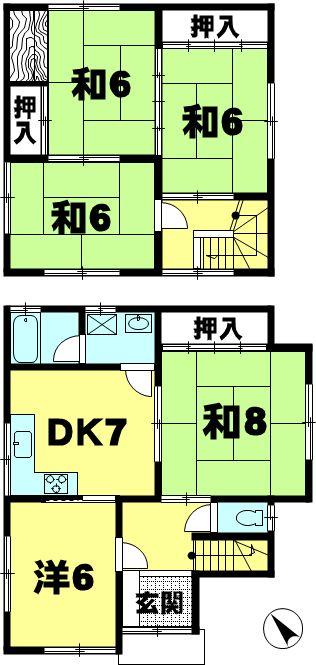 Floor plan. 7.8 million yen, 5DK, Land area 121.56 sq m , Building area 88.56 sq m