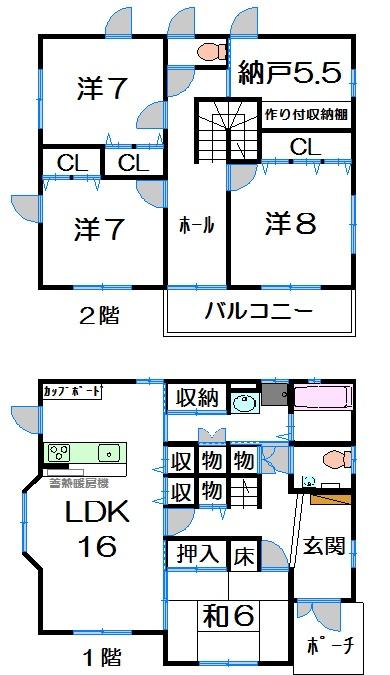 Floor plan. 26.5 million yen, 4LDK + S (storeroom), Land area 185.49 sq m , Building area 134.14 sq m
