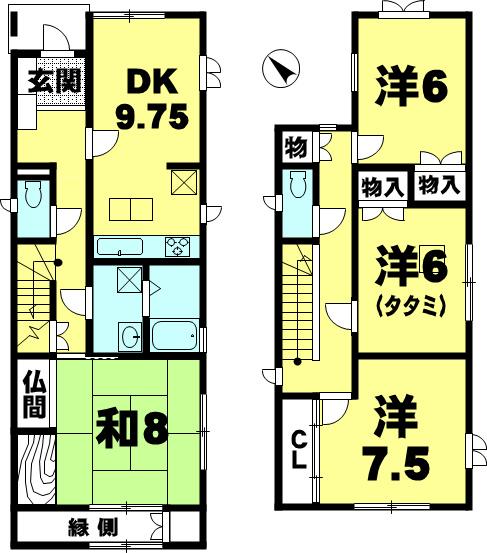 Floor plan. 14.8 million yen, 4DK, Land area 106.44 sq m , Building area 105.16 sq m
