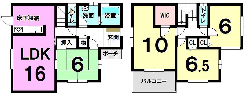 Floor plan. 17.8 million yen, 4LDK, Land area 210.57 sq m , Building area 105.99 sq m