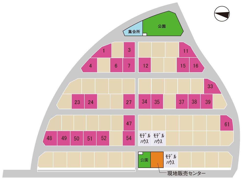 The entire compartment Figure. Big Town of all 81 compartments. Lighting by the gentle slope overlooking the Lake Biwa, Full of ventilation and the feeling of freedom, Since there is also a commercial facilities and park in the Town, Ideal living environment for child-rearing family. The entire compartment Figure