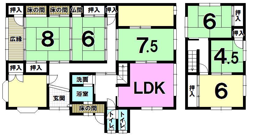 Floor plan. 25,800,000 yen, 8LDK, Land area 326.27 sq m , Building area 182.8 sq m