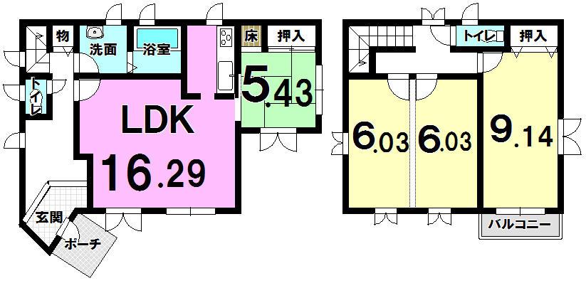 Floor plan. 12.8 million yen, 4LDK, Land area 186.03 sq m , Building area 109.28 sq m