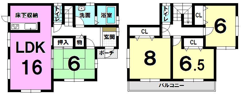 Floor plan. 15.8 million yen, 4LDK, Land area 211.79 sq m , Building area 104.33 sq m