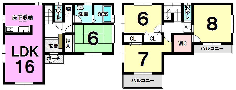 Floor plan. 18.3 million yen, 4LDK, Land area 210.75 sq m , Building area 104.33 sq m