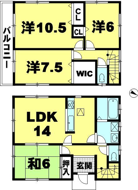 Floor plan. 18,800,000 yen, 4LDK, Land area 147.34 sq m , Building area 103.51 sq m