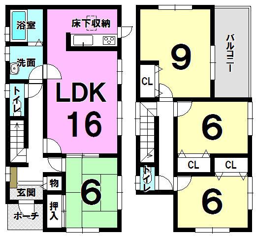 Floor plan. 16.8 million yen, 4LDK, Land area 255.39 sq m , Building area 105.15 sq m