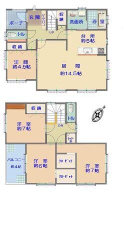 Floor plan. 18.4 million yen, 4LDK, Land area 167.78 sq m , Building area 110.13 sq m