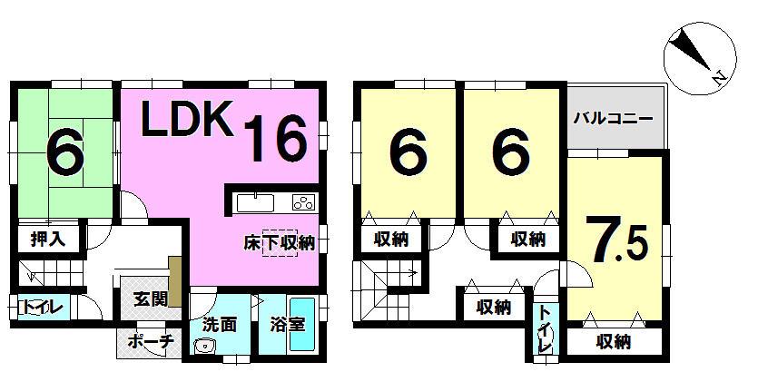 Floor plan. 19,800,000 yen, 4LDK, Land area 155.74 sq m , Building area 105.99 sq m