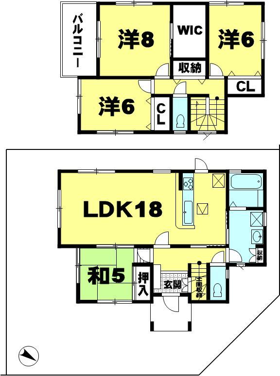 Floor plan. 25,800,000 yen, 4LDK, Land area 142.25 sq m , Building area 108.76 sq m