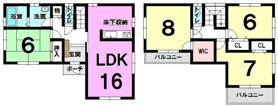 Floor plan. 17.8 million yen, 4LDK, Land area 231.56 sq m , Building area 104.33 sq m