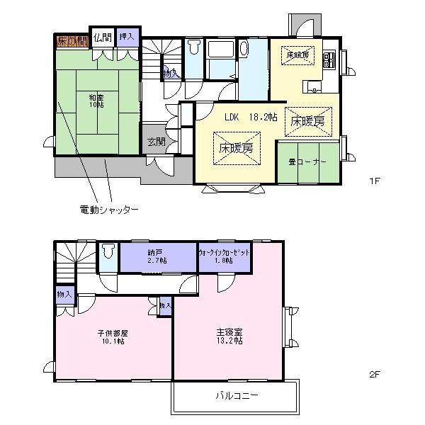Floor plan. 19,800,000 yen, 3LDK+S, Land area 191.63 sq m , Building area 135.63 sq m