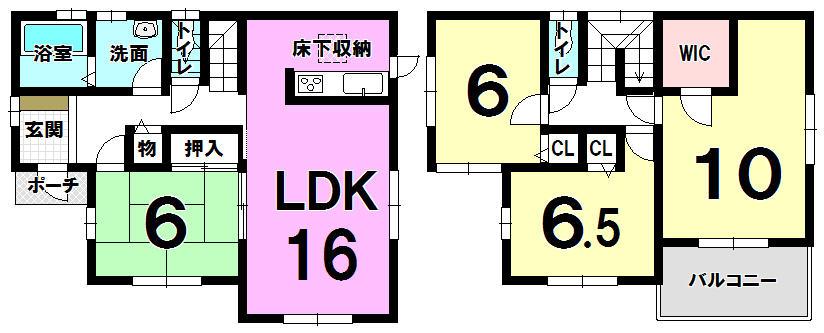 Floor plan. 16.8 million yen, 4LDK, Land area 221.37 sq m , Building area 105.99 sq m