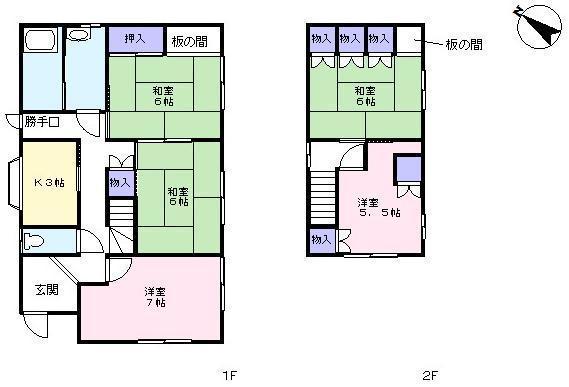Floor plan. 12 million yen, 5K, Land area 177.63 sq m , Building area 93.7 sq m