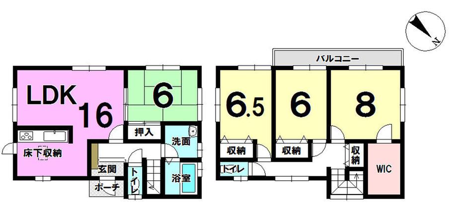 Floor plan. 18,800,000 yen, 4LDK, Land area 155.73 sq m , Building area 105.98 sq m