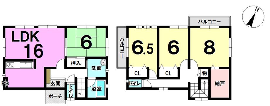 Floor plan. 16.8 million yen, 4LDK+S, Land area 153.53 sq m , Building area 102.87 sq m