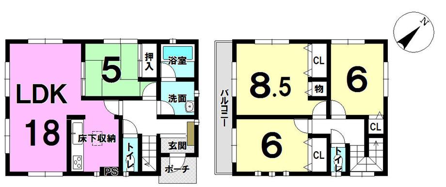 Floor plan. 17.8 million yen, 4LDK, Land area 148.76 sq m , Building area 99.63 sq m