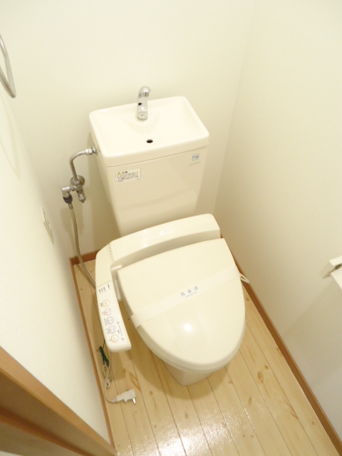 Toilet. With a happy warm water cleaning toilet seat function