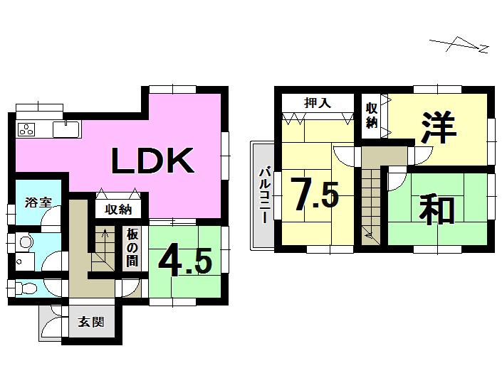 Floor plan. 9.9 million yen, 4LDK, Land area 115.9 sq m , Building area 91.08 sq m