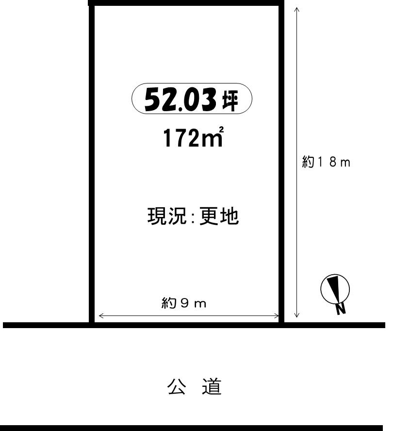 Compartment figure. Land price 3 million yen, It is shaping areas of land area 172 sq m between a population of about 9m. 
