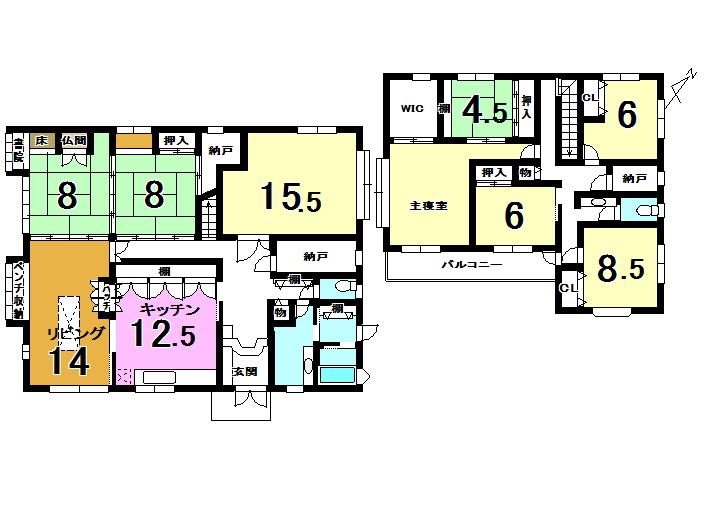 Floor plan. 27,800,000 yen, 7LDK + S (storeroom), Land area 321 sq m , Building area 267.18 sq m
