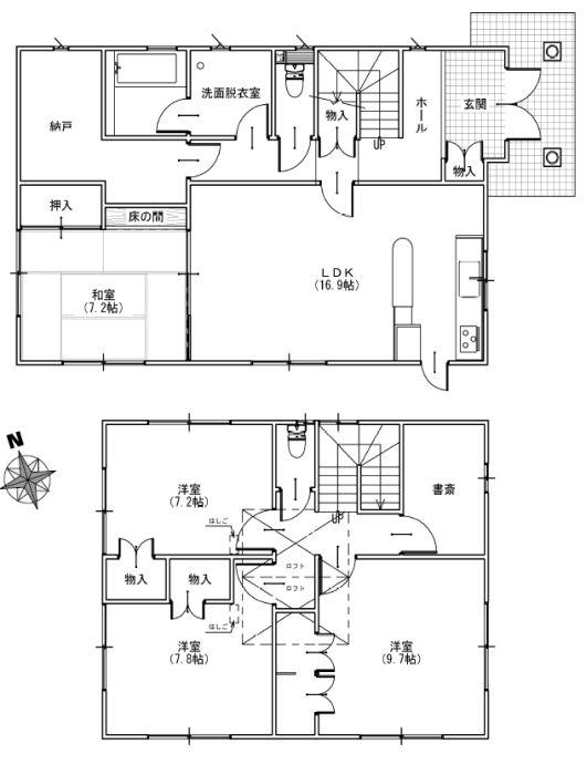 Floor plan. 15.8 million yen, 4LDK + 2S (storeroom), Land area 281.48 sq m , Building area 141.25 sq m floor heating (LDK, hallway, bathroom, bathroom)