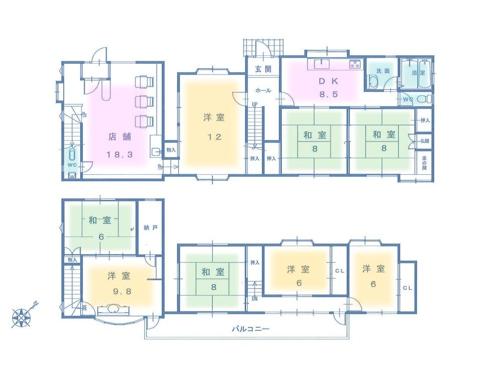 Floor plan. 18.9 million yen, 9DK + S (storeroom), Land area 198.77 sq m , The building is the area 197.96 sq m with a beauty salon shop