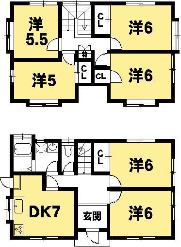 Floor plan. 13.8 million yen, 6DK, Land area 164.02 sq m , Building area 117 sq m