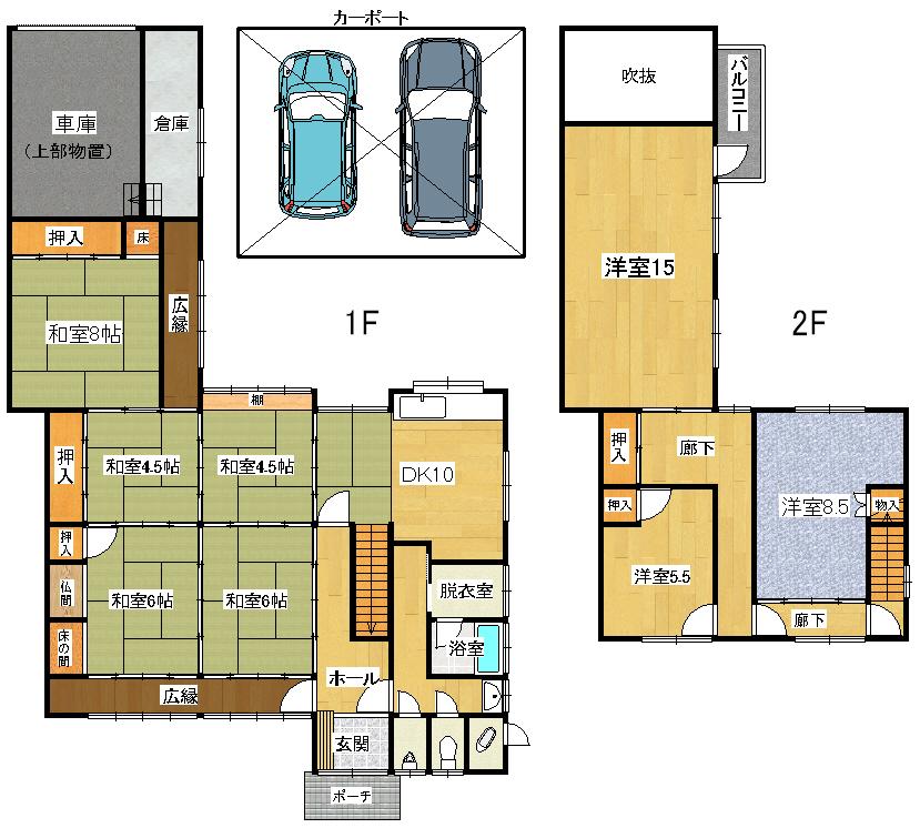 Floor plan. 12.8 million yen, 8DK + S (storeroom), Land area 383 sq m , Building area 228.72 sq m