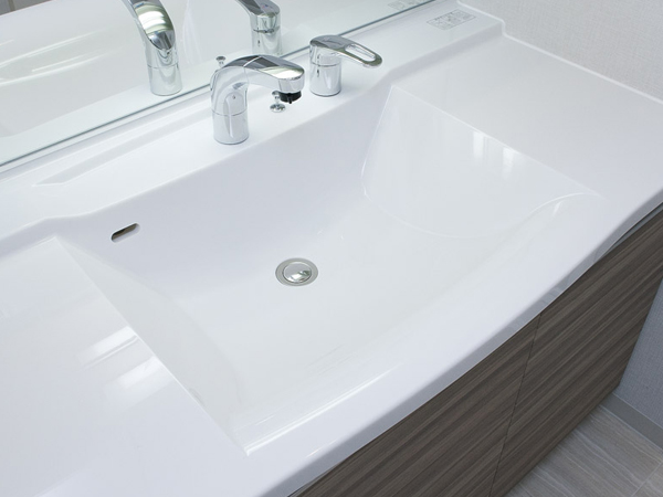Bathing-wash room.  [Artificial marble counter-integrated Square bowl] Adopt an integrated counter To bowl there is no seam of the top plate and the bowl (same specifications)