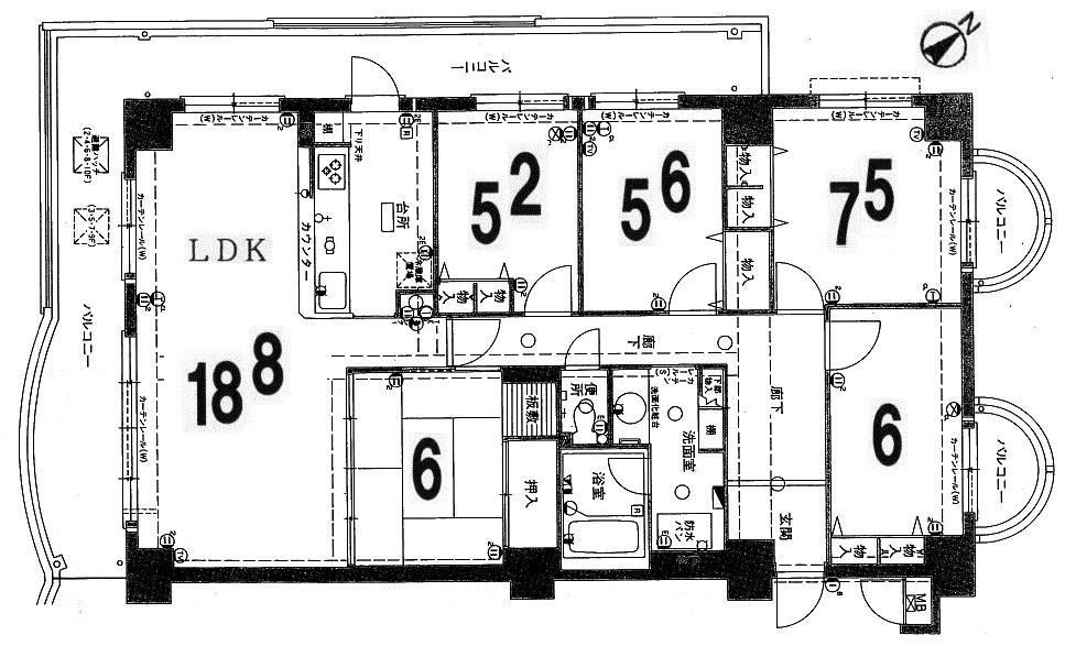Floor plan. 5LDK, Price 16.5 million yen, Footprint 115.75 sq m , Balcony area 30.86 sq m