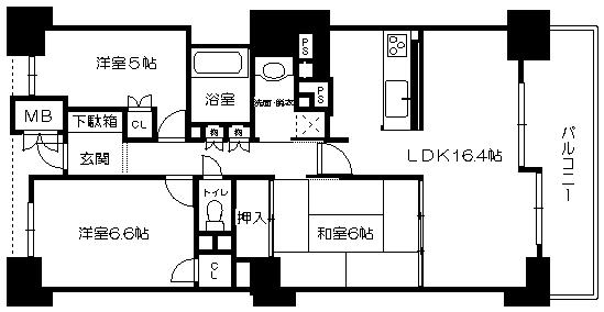 Floor plan. 3LDK, Price 29.5 million yen, Occupied area 76.07 sq m , Balcony area 10.85 sq m