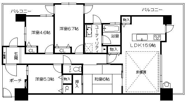 Floor plan. 4LDK, Price 28,400,000 yen, Footprint 86.3 sq m , Balcony area 32.77 sq m