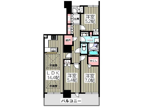 Floor plan. 3LDK, Price 34,900,000 yen, Footprint 76.1 sq m , Balcony area 13.77 sq m
