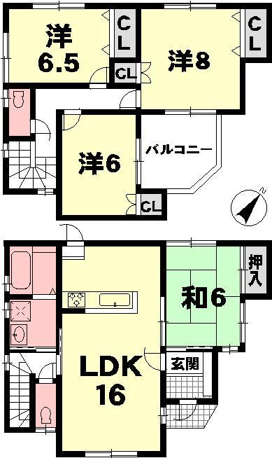 Floor plan. 198 million yen, 4LDK, Land area 110.04 sq m , Building area 102.65 sq m
