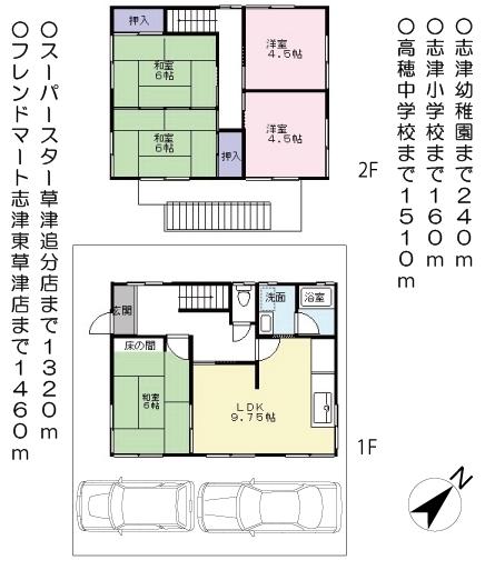 Floor plan. 9.9 million yen, 5LDK, Land area 97.65 sq m , Building area 97.68 sq m