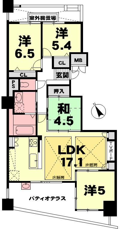 Floor plan. 4LDK, Price 27,800,000 yen, Occupied area 86.74 sq m , Balcony area 14.5 sq m