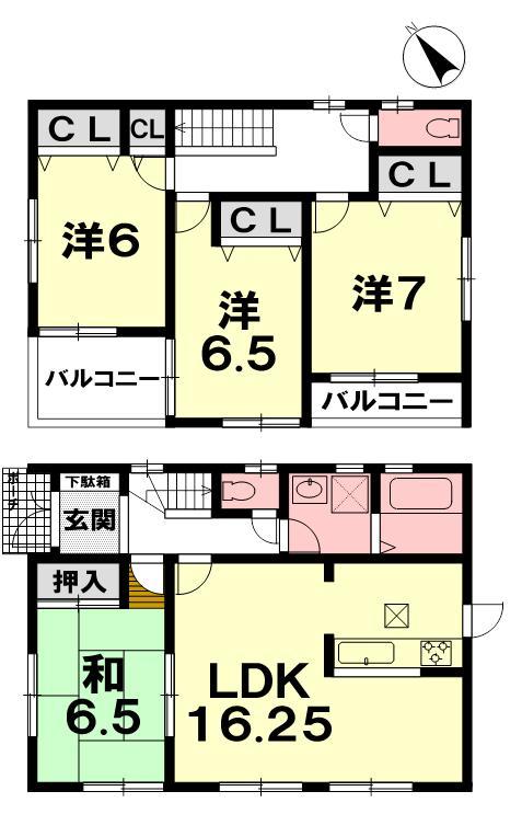 Floor plan. 25,800,000 yen, 4LDK, Land area 132.23 sq m , Building area 99.22 sq m Floor