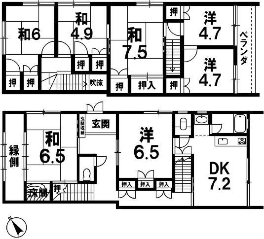 Floor plan. 16.5 million yen, 7DK, Land area 122.46 sq m , Building area 127.98 sq m