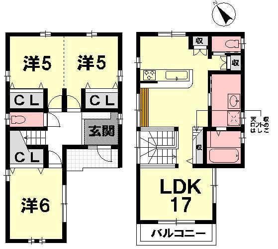 Floor plan. 26.5 million yen, 3LDK, Land area 82.22 sq m , Building area 83.06 sq m Floor